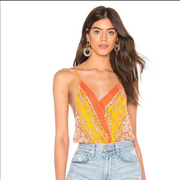 Free People Tops - Free People Border Babe Bodysuit in Orange Combo